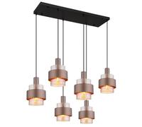 Netlighting Milley Cluster Pendant Matt Black Amber Glass Shade 6x E27 in Brown Netlighting Brown