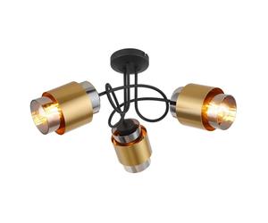 Netlighting Milley Semi Flush Ceiling Lamp Black Smoke Glass 3x E27 Netlighting Black
