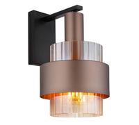Netlighting Milley Wall Lamp Matt Black Amber Glass Shade 1x E27 in Brown Netlighting Brown