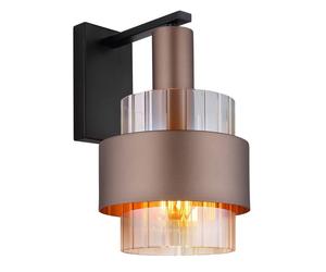 Netlighting Milley Wall Lamp Matt Black Amber Glass Shade 1x E27 in Brown Netlighting Brown