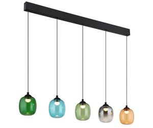 Netlighting Minara Bar Pendant Ceiling Light Matt Black Glass Shade 5x LED 3000K Netlighting Black