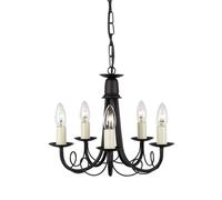 Minster 5 Light Chandelier Black Finish, E14 - Black