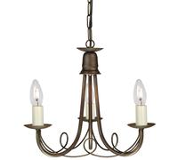 Minster Multi Arm Chandelier 3 Light Black, Gold Finish, E14 - Black