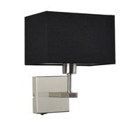 Netlighting Modern Bedside Lamp Nickel 1 Light with Black Rectangular Shade E27 in Grey Netlighting Grey