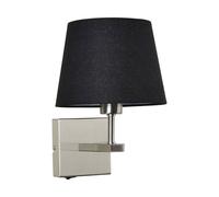 Netlighting Modern Bedside Lamp Nickel 1 Light with Black Round Shade E27 in Grey Netlighting Grey