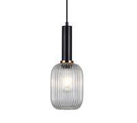 Netlighting Modern Hanging Pendant Black 1 Light with Clear Shade E27 Netlighting Black