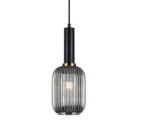 Netlighting Modern Hanging Pendant Black 1 Light with Glass Smoky Shade E27 Netlighting Black