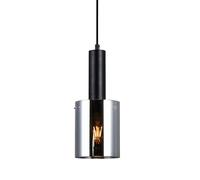 Luminosa Lighting Luminosa Modern Hanging Pendant Black 1 Light With Glass, Smoky Shade, E27