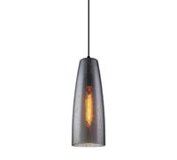 Netlighting Modern Hanging Pendant Black 1 Light with Smoky Shade E27 Netlighting Black