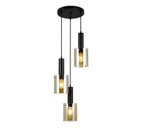 Netlighting Modern Hanging Pendant Black 3 Light with Amber Shade E27 Netlighting Black