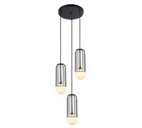 Netlighting Modern Hanging Pendant Black 3 Light with Black White Shade G9 Netlighting Black