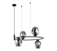 Netlighting Modern Hanging Pendant Black 4 Light with Graphite Smoky Shade E27 Netlighting Black