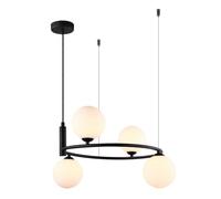 Netlighting Modern Hanging Pendant Black 4 Light with White Shade G9 Netlighting Black