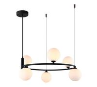 Netlighting Modern Hanging Pendant Black 6 Light with White Shade G9 Netlighting Black