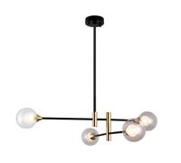 Netlighting Modern Hanging Pendant Black Brass 4 Light with Clear Shade G9 Netlighting Black