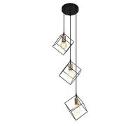 Netlighting Modern Hanging Pendant Black Gold 3 Light Black Shade E27 Dimmable Netlighting Black