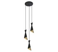 Netlighting Modern Hanging Pendant Black Gold 3 Light E27 Netlighting Black
