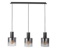 Netlighting Modern Hanging Pendant Black Smoky 3 Light with Glass Shade E27 Netlighting Black