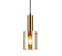 Netlighting Modern Hanging Pendant Brass 1 Light with Amber Shade E27 Netlighting Amber