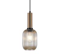 Netlighting Modern Hanging Pendant Brass 1 Light with Amber Shade E27 Netlighting Amber