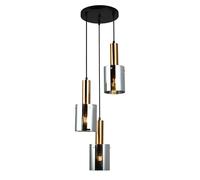 Netlighting Modern Hanging Pendant Brass 3 Light with Glass Smoky Shade E27 Netlighting Multicolor