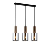 Netlighting Modern Hanging Pendant Brass 3 Light with Smoky Shade E27 in Black Netlighting Black