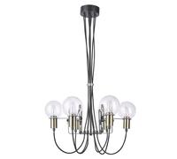 Netlighting Modern Hanging Pendant Bronze Black 6 Light Glass Shade E14 Netlighting Black