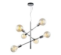 Netlighting Modern Hanging Pendant Chrome 6 Light E27 in Silver Netlighting Silver