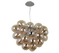 Netlighting Modern Hanging Pendant Chrome 8 Light with Cognac Shade G9 in Amber Netlighting Amber