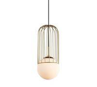 Netlighting Modern Hanging Pendant Golden 1 Light with Gold White Shade E27 Netlighting Gold