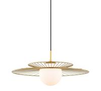 Netlighting Modern Hanging Pendant Golden 1 Light with Gold White Shade E27 Netlighting Gold