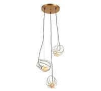 Netlighting Modern Hanging Pendant Golden 3 Light with Gold White Shade G9 Netlighting Gold