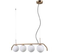 Netlighting Modern Hanging Pendant Honey Brass 4 Light with White Shade G9 in Gold Netlighting Gold