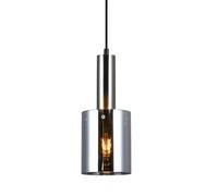 Netlighting Modern Hanging Pendant Satin Nickel 1 Light with Glass Smoky Shade E27 in Grey Netlighting Grey