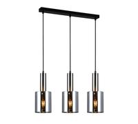 Netlighting Modern Hanging Pendant Satin Nickel 3 Light with Smoky Shade E27 in Grey Netlighting Grey