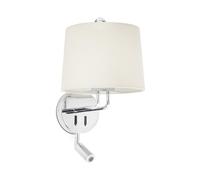 Netlighting Montreal Chrome Beige Shade Wall Lamp With Reading Light in Grey Netlighting Grey