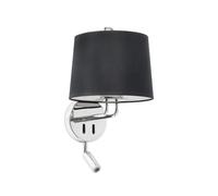 Netlighting Montreal Chrome Black Shade Wall Lamp With Reading Light in Grey Netlighting Grey