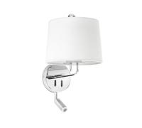 Netlighting Montreal Chrome White Shade Wall Lamp With Reading Light in Grey Netlighting Grey