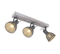 Netlighting Mori Ceiling Spotlight Bar Antique White Whitewashed 3x E27 in Grey Netlighting Grey