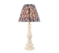 Netlighting Myrtle Almond White Table Lamp Grey Fabric Ikat Shade 25cm B22 Netlighting White