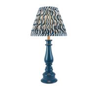 Luminosa Lighting Luminosa Myrtle Marlin Blue Table Lamp With Marlin Blue Fabric Ripple Shade 25Cm B22