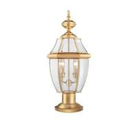 Netlighting Newbury 2 Light Outdoor Pedestal Light Polished Brass IP44 E14 in Yellow Netlighting Yellow
