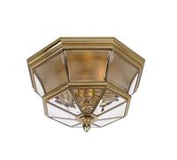 Netlighting Newbury 3 Light Flush Mount Outdoor Ceiling Light Polished Brass IP44 E14 in Yellow Netlighting Yellow