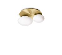 Netlighting NINFEA 2 Light Round DecoratiGlass Flush Ceiling Light Brass in Yellow Netlighting Yellow
