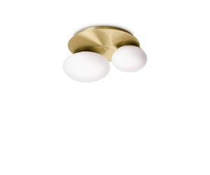 Netlighting NINFEA 2 Light Round DecoratiGlass Flush Ceiling Light Brass in Yellow Netlighting Yellow