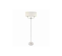 Netlighting Nixon 2 Light Floor Lamp Nickel Plate White Silk Effect Crystal Glass E14 Netlighting White