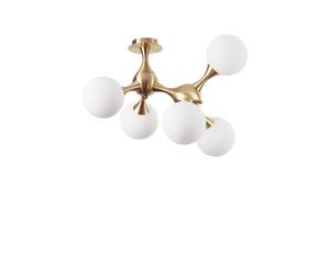Netlighting Nodi Indoor Mutli Arm Ceiling Lamp 5 Lights Brass Satin E14 in Yellow Netlighting Yellow