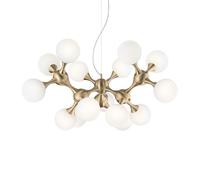 Netlighting Nodi Indoor Mutli Arm Ceiling Pendant Lamp 15 Lights Brass Satin E14 in Yellow Netlighting Yellow