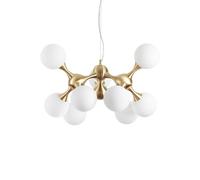 Netlighting Nodi Indoor Mutli Arm Ceiling Pendant Lamp 9 Lights Brass Satin E14 in Yellow Netlighting Yellow
