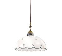 Netlighting Nonna Cottage Style Glass Dome Pendant Light Matt Antique Brass 1x E27 in White Netlighting White